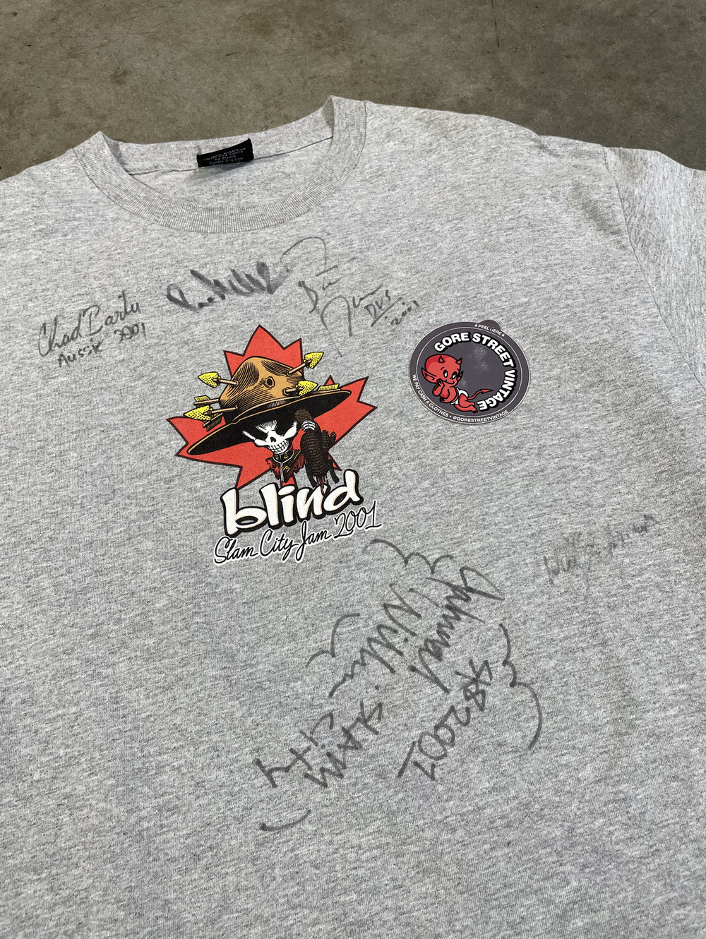 Vintage Y2K 2000s Blind Slam City Signed Skate Tee L 21x30